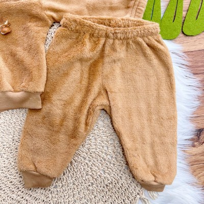 Conj. Casaco Mini Alces e Calça Peluciada - Caramelo 
